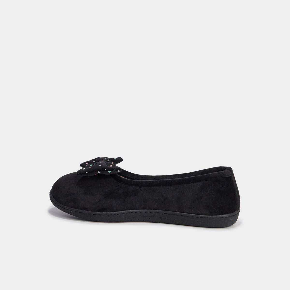 Chaussons ballerines effet velours vert anis femme