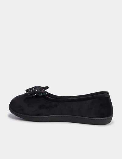 Chaussons ballerines effet velours vert anis femme