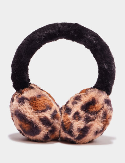 Cache-oreilles fausse fourrure camel femme