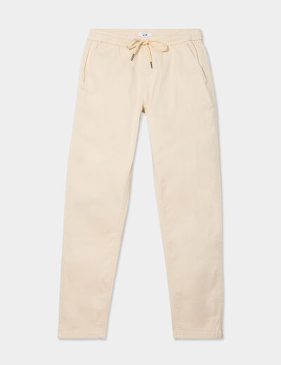 Pantalon chino regular taille élastiquée beige homme