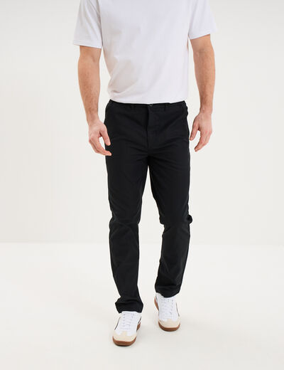 Pantalon chino droit extensible noir homme