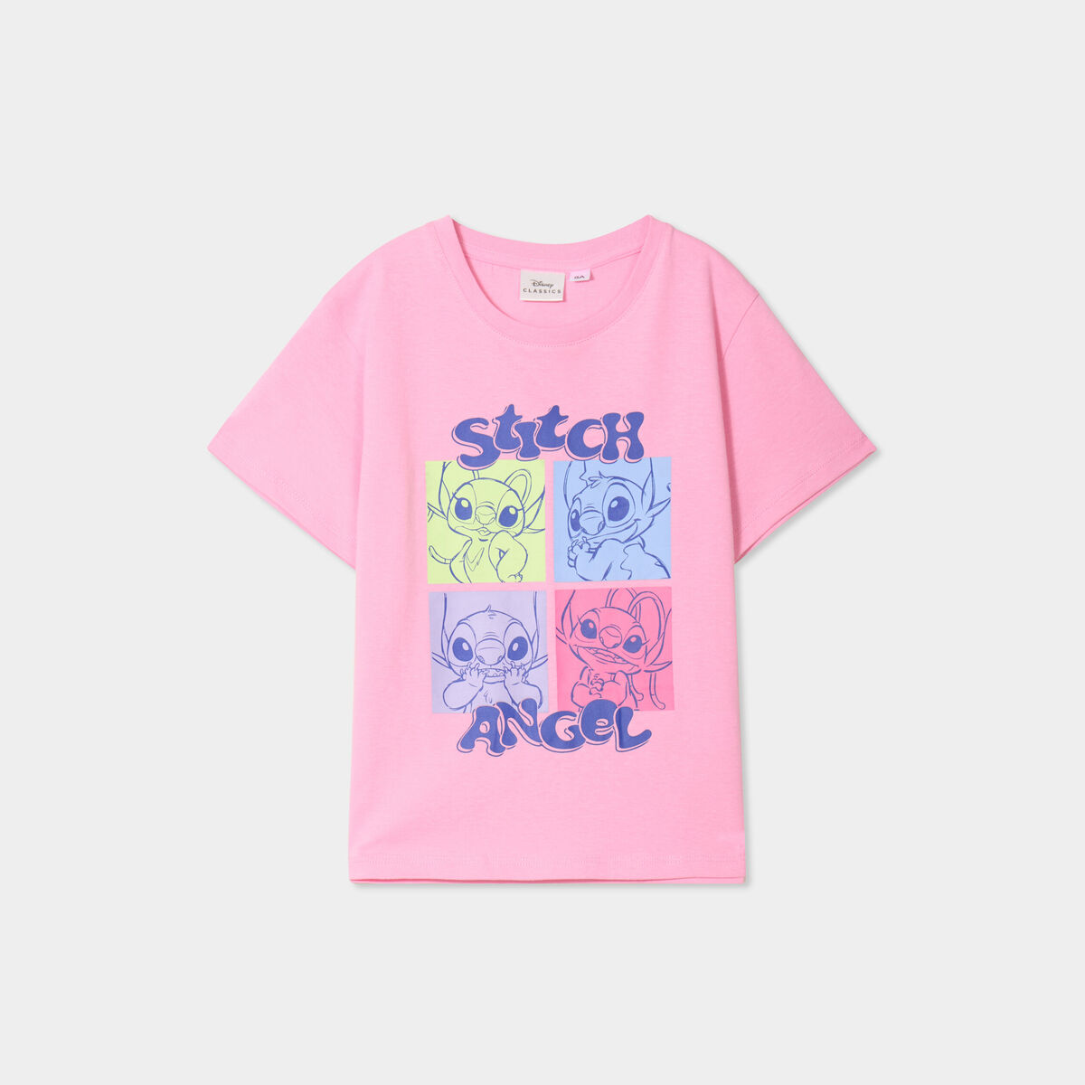T-shirt manches courtes coton Stitch rose fille