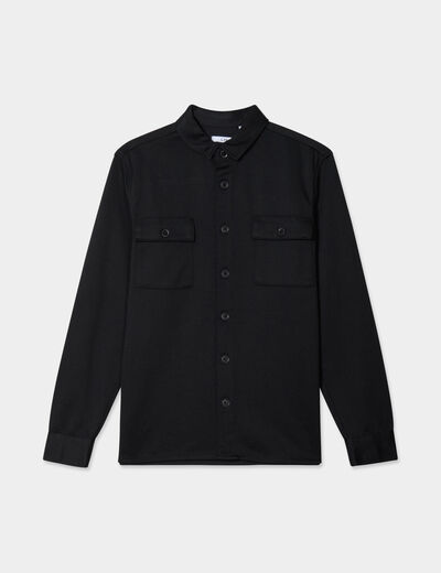 Surchemise manches longues 2 poches noir homme
