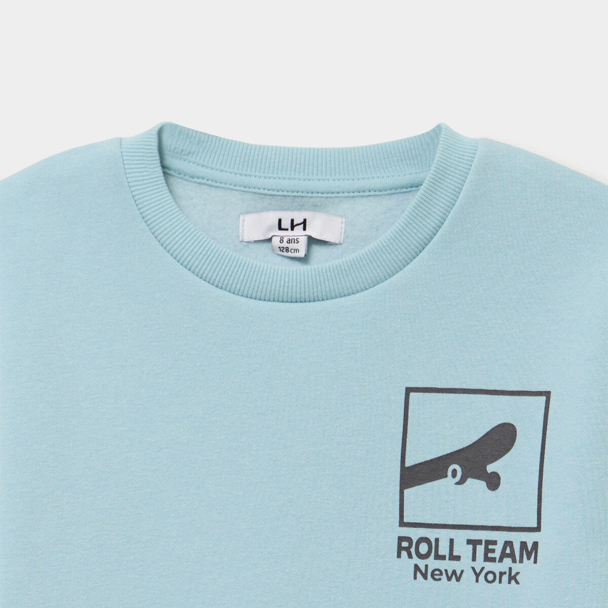 Sweat col rond oversize manches longues bleu gris gar&ccedil;on