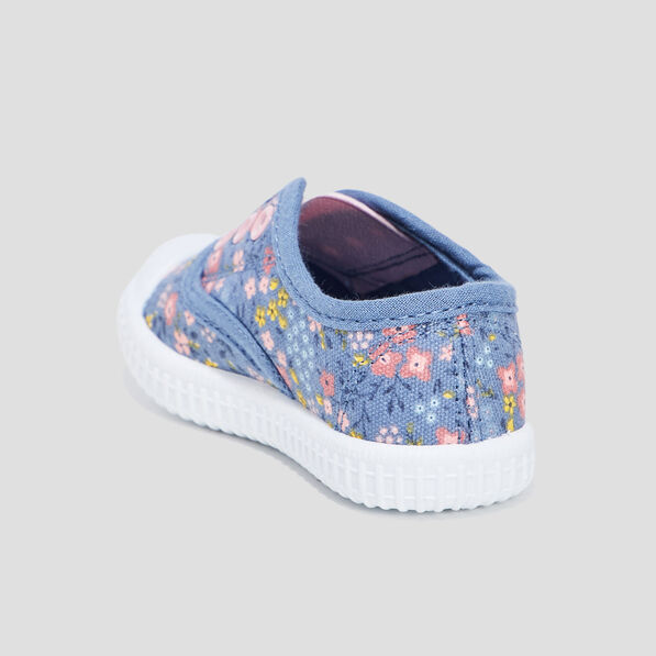 Tennis en toile élastiquées bleu bébé fille