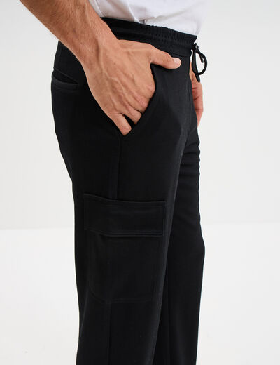 Pantalon cargo taille &eacute;lastiqu&eacute;e noir homme