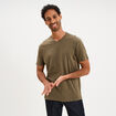 T-shirt manches courtes coton col V vert kaki homme