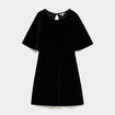 Robe courte en velours manches courtes noir femme