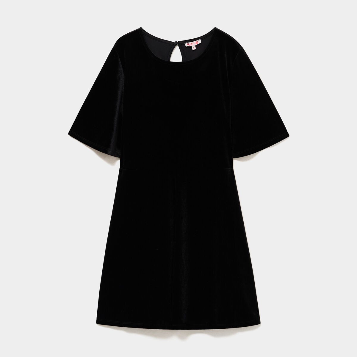 Robe courte en velours manches courtes noir femme