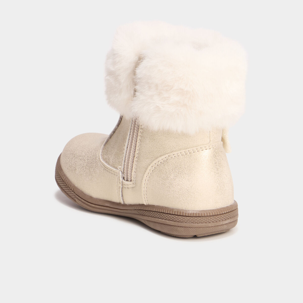 Boots d&eacute;tails fausse fourrure ivoire b&eacute;b&eacute; fille