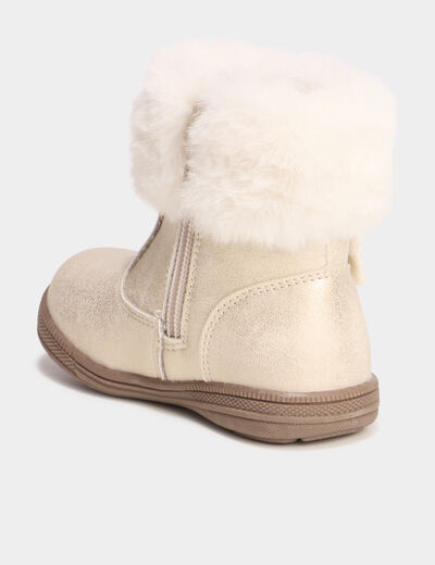 Boots d&eacute;tails fausse fourrure ivoire b&eacute;b&eacute; fille