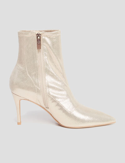 Bottines bouts pointus talons aiguilles jaune or femme