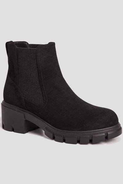 Bottines chelsea crantées noir femme