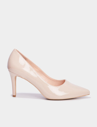 Escarpins vernis &agrave; talons beige femme