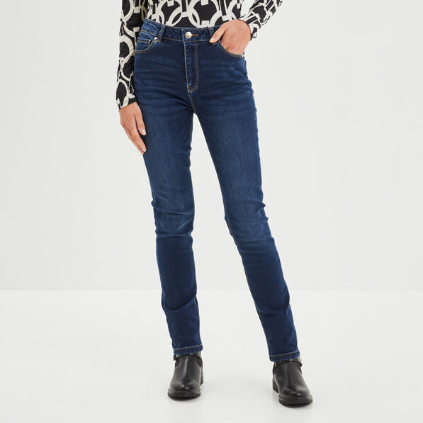 Jeans slim push up taille haute denim brut femme