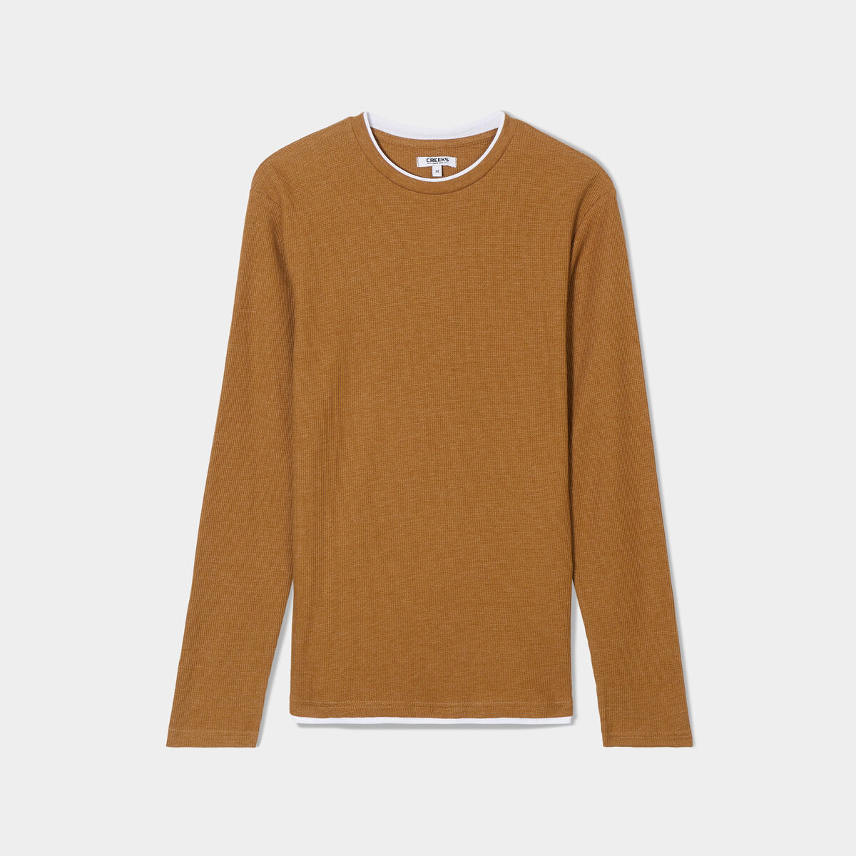 T-shirt col rond Creeks marron homme