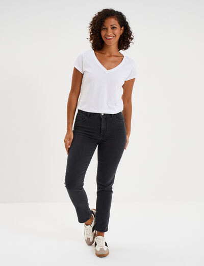 Jean stretch slim 7/8 &egrave;me denim noir femme