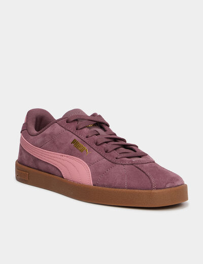 baskets &agrave; lacets en cuir Puma Club II bordeaux femme
