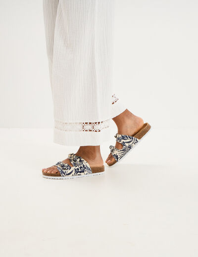 Mules brides &agrave; scratchs bleu femme