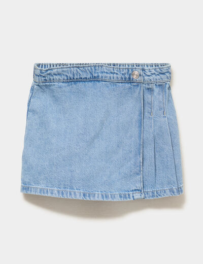 Jupe-short en jean coton denim double stone fille