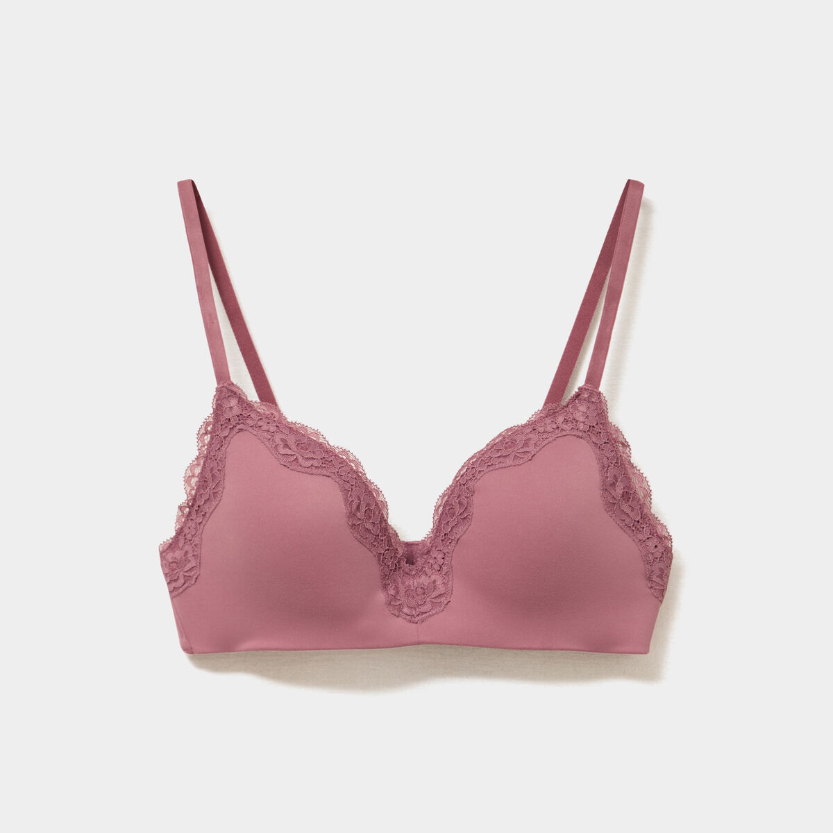 Soutien-gorge triangle micro dentelle vieux rose femme
