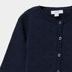 Gilet boutonné bord festonné coton bleu marine bébé fille