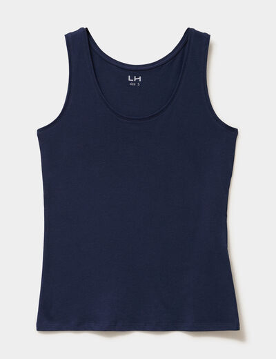 D&eacute;bardeur bretelles larges coton bleu marine femme