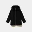 Manteau zipp&eacute; capuche fausse fourrure noir femme grande taille