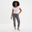 T-shirt manches courtes côtelé violet clair femme