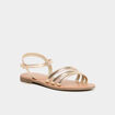 Sandales plates jaune or femme