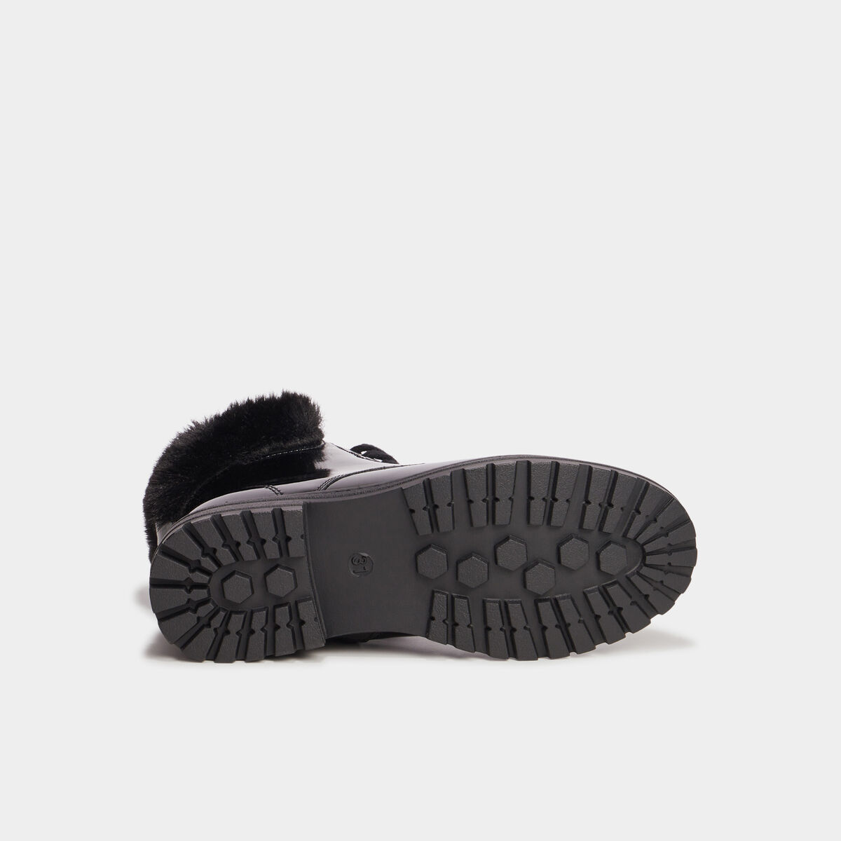 Bottines vernies bords fausse fourrure noir fille