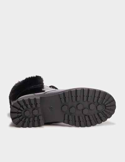 Bottines vernies bords fausse fourrure noir fille