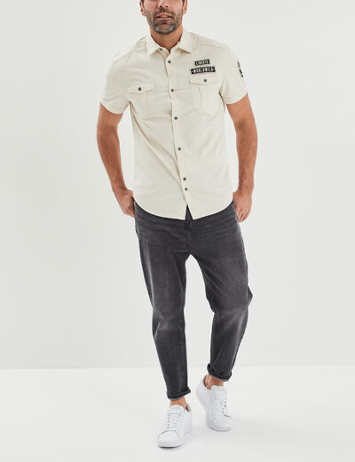 Chemise manches courtes Liberto ecru homme