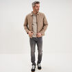 Blouson zipp&eacute; doubl&eacute; col &agrave; revers taupe homme