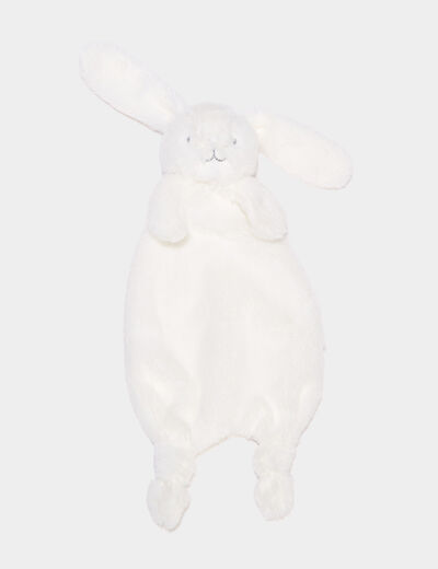 Doudou lapin fausse fourrure blanc bébé