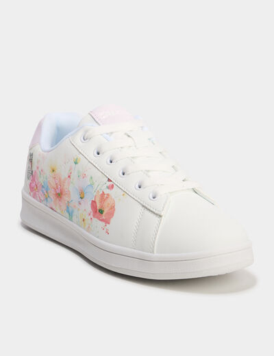 Tennis basses à lacets et sequins blanc fille