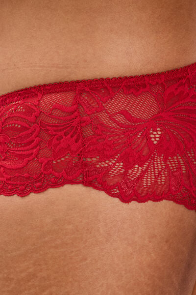 Shorty en dentelle rouge femme