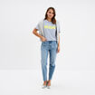 T-shirt droit manches courtes coton bleu clair femme