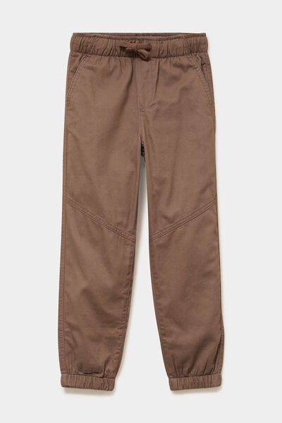 Pantalon jogger doubl&eacute; coton taupe gar&ccedil;on