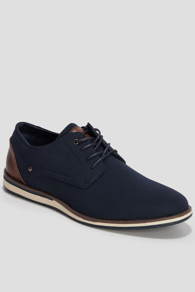 Derbies plates à lacets bleu marine homme