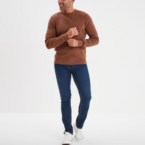 pull avec col rond a relief marron homme Pull avec col rond à relief marron homme
