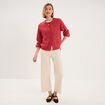 Pantalon large poche plaqu&eacute;e cropped ivoire femme