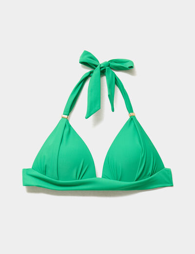 Haut de maillot de bain forme triangle vert menthe femme