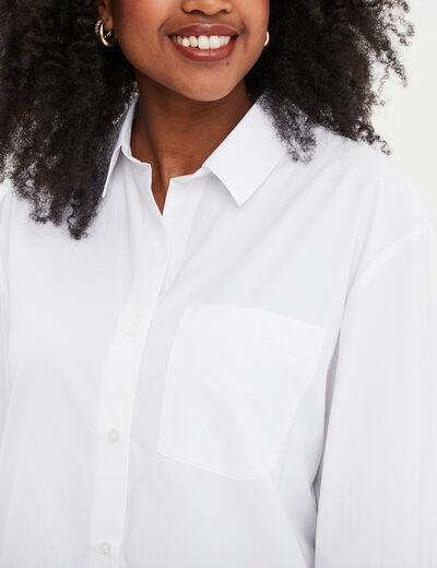 Chemise oversize manches longues blanc femme