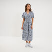 Robe longue empire taille smock&eacute;e blanc femme