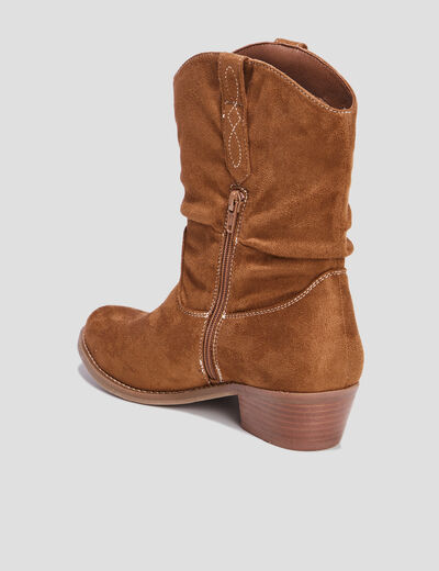 Boots hautes Santiags esprit western marron femme