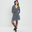 Robe droite à col cache-coeur bleu marine femme