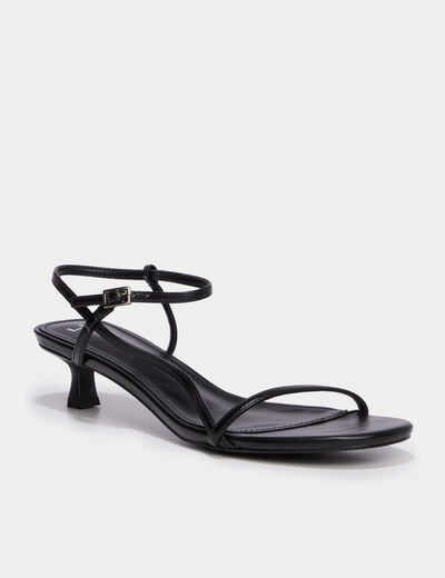 Sandales &agrave; talons kitten heels noir femme