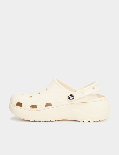 Sabots compens&eacute;es Crocs marron clair femme