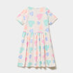 Robe courte &eacute;vas&eacute;e manches courtes coton beige fille
